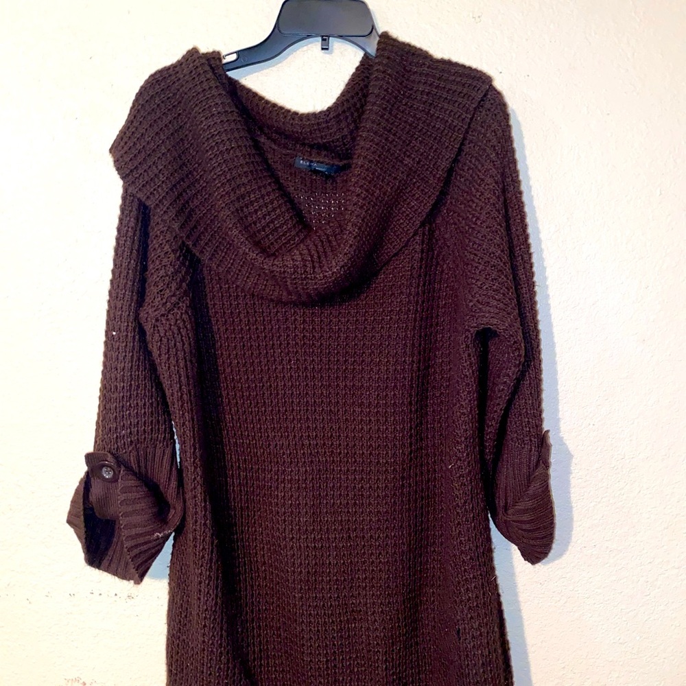 Knitted brown sweater.